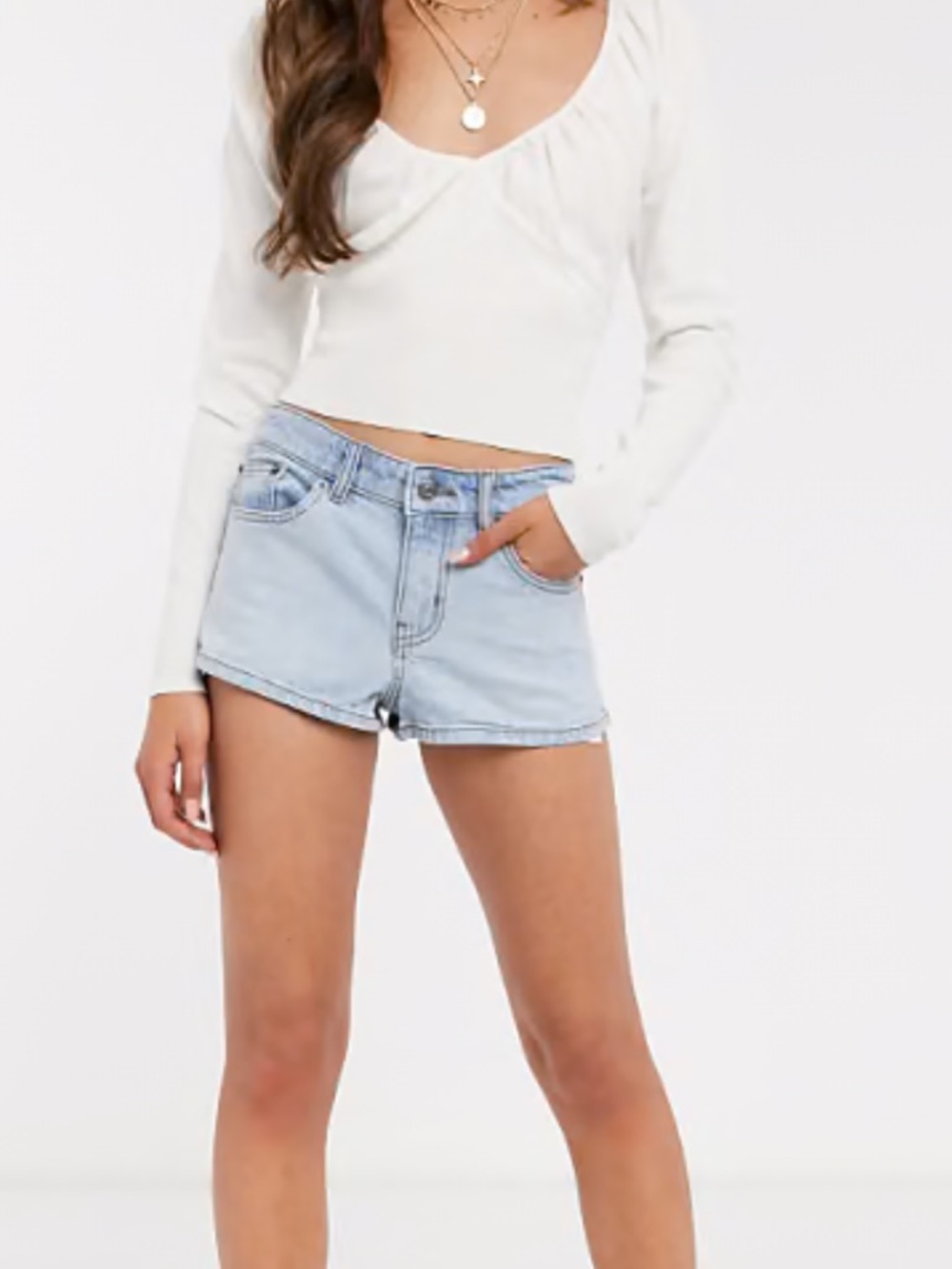 ASOS White Scoop-Neck Ribbed Long-Sleeve Top - Picture 6 of 6